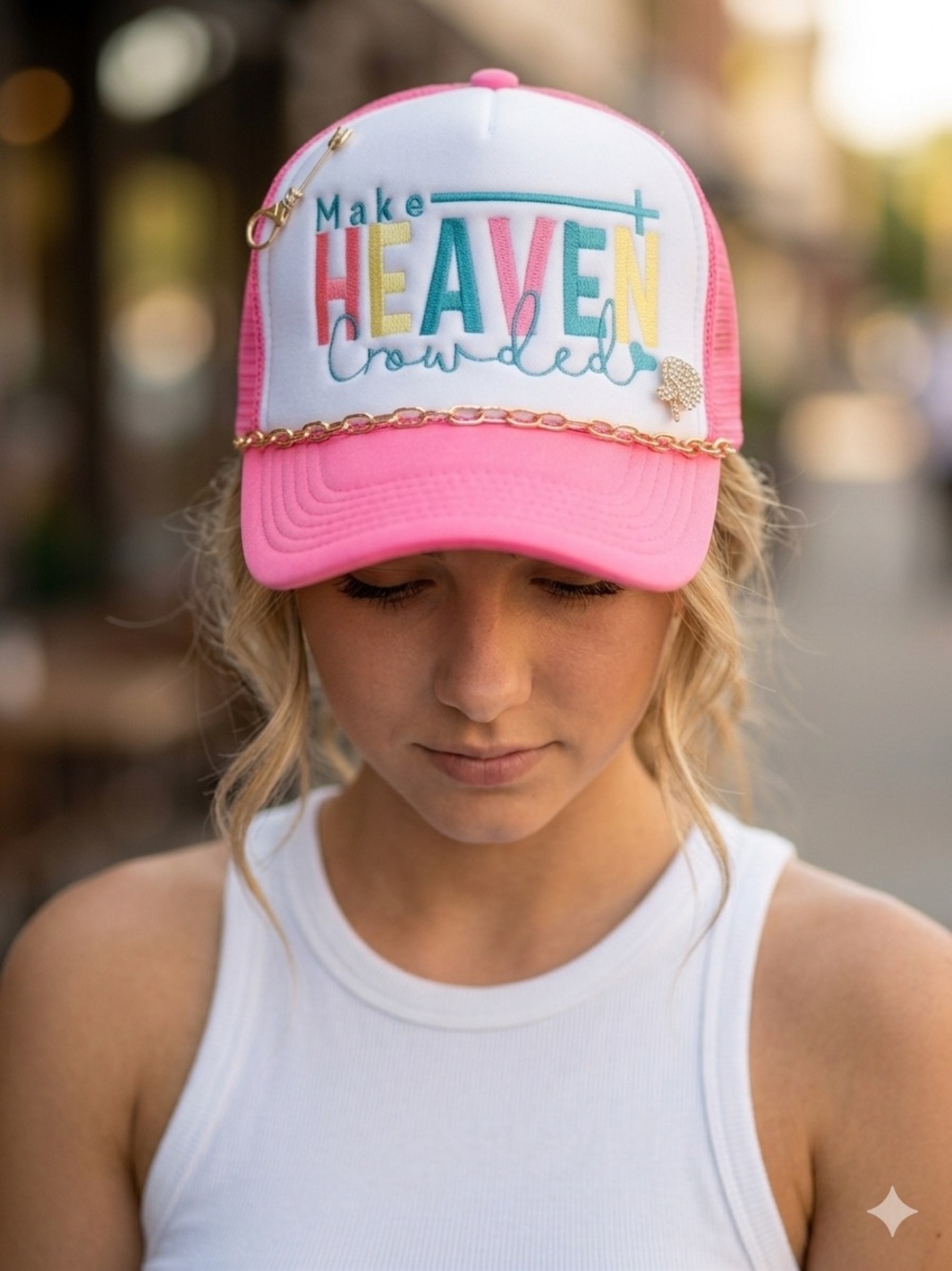 Simply SITCHED Embroidered 'Make Heaven Crowded' Trucker Hat